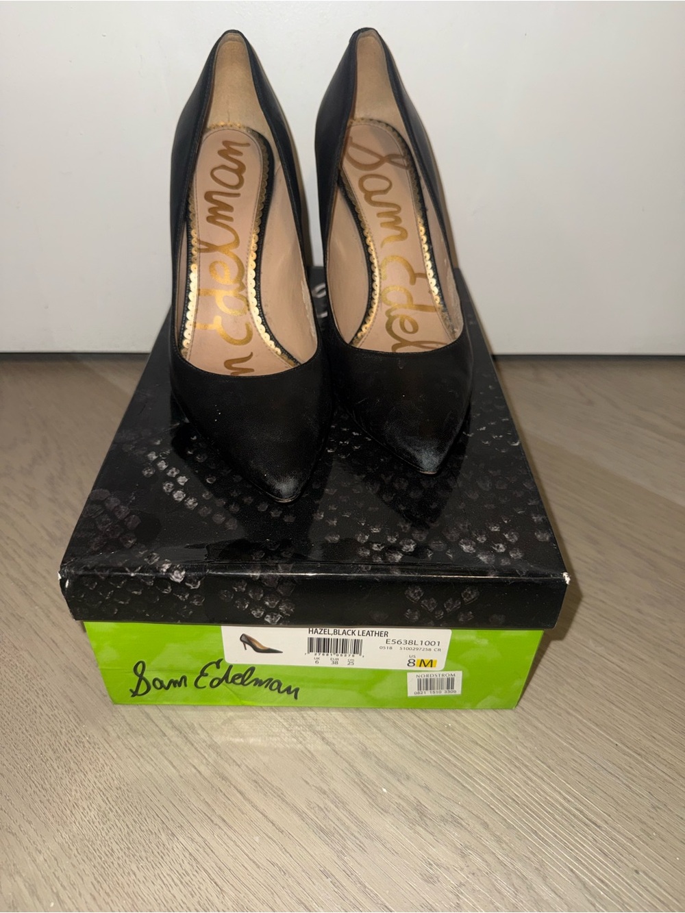 Sam Edelman Black Leather Pointed Toe Pumps 8